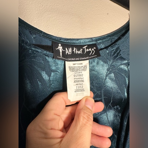 EUC Vintage Y2K All That Jazz Emerald Green Floral Dress 11/12 - Picture 3 of 4